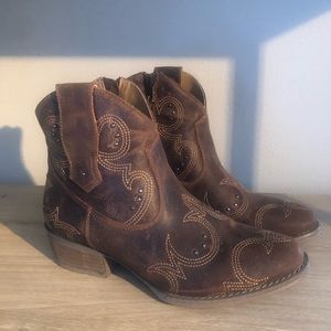 SOLD Cowboy boots. New. Brown with rhinestone detail. Size 8.5.